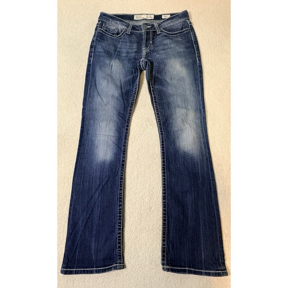 BKE Jeans Womens 28L Long Bootcut Sabrina Thick Silver Stitch Lowrise Denim